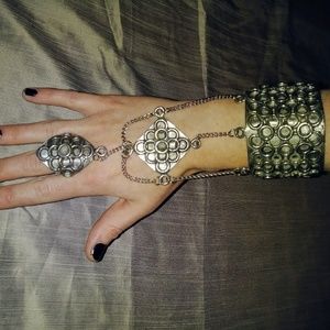 handmade medieval adjustable cuff bracelet w rings
